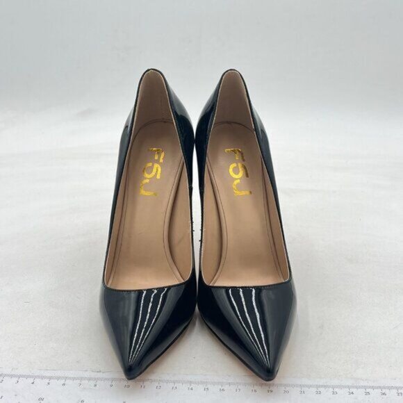 FSJ Women's Pointed Toe Pumps Classic Stiletto High Heel Office Dress Shoes - Picture 3 of 7